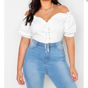 Plus size lace up top